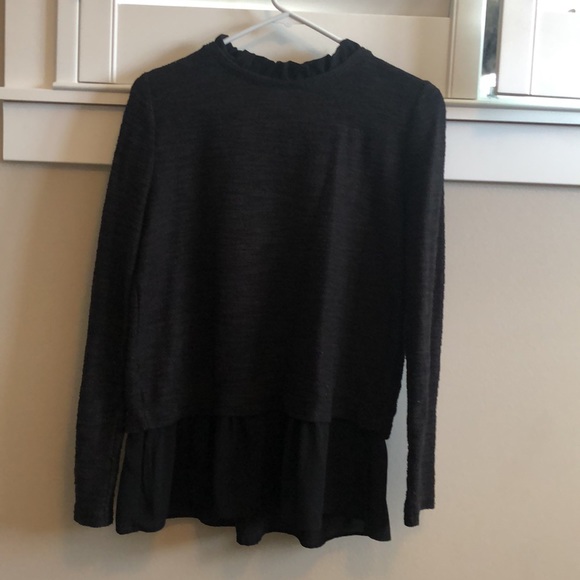 LOFT mixed media black top - Picture 4 of 6